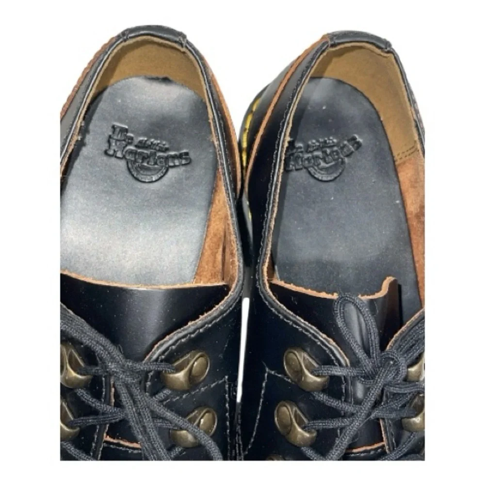 Dr Martens Leona Lug Sole Platform Derby Black Leather Shoes Sz 10 - Picture 2 of 6